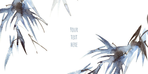 中式手绘植物叶子