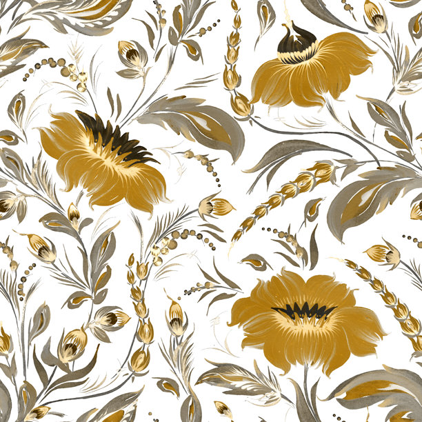 中式手绘植物叶子