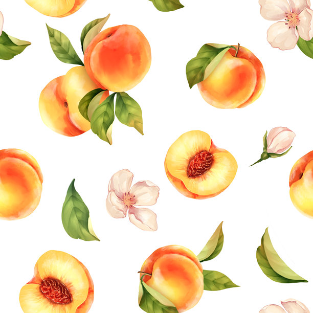 手绘橙色切片水果图案