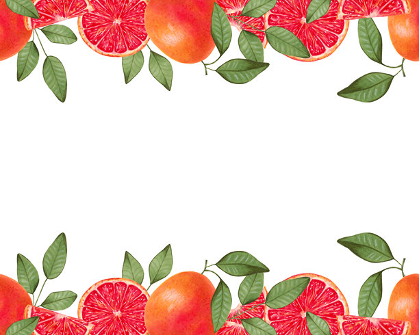 手绘橙色切片水果图案