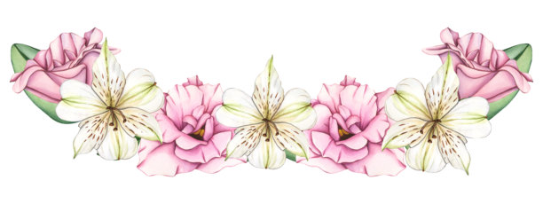 手绘小清新树叶花卉花环