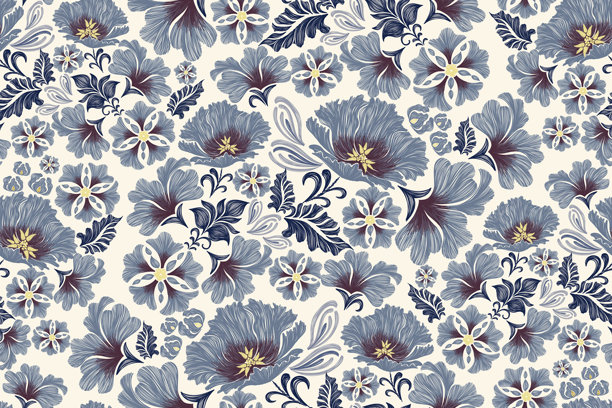 中式手绘花卉插画