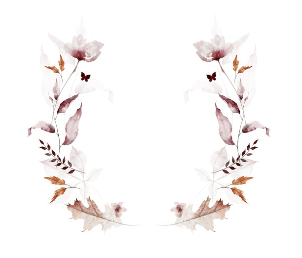 手绘小清新树叶花卉花环