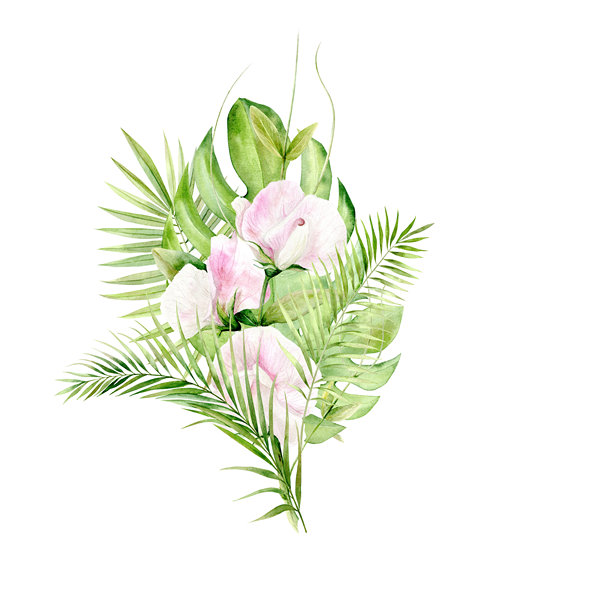 清新水彩风花卉图案