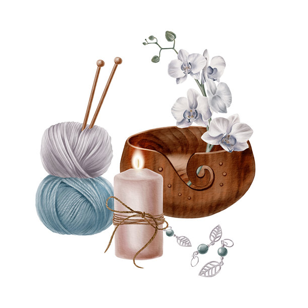 针织品,蜡,羊毛线球