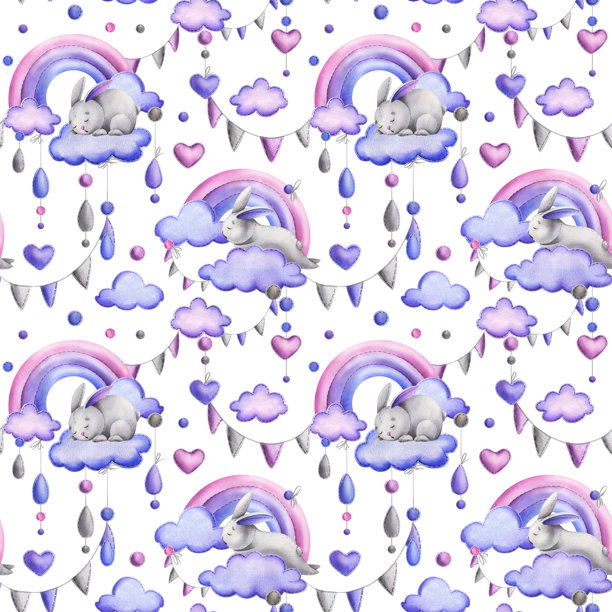手绘水彩插画紫色