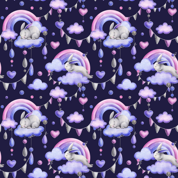 手绘水彩插画紫色