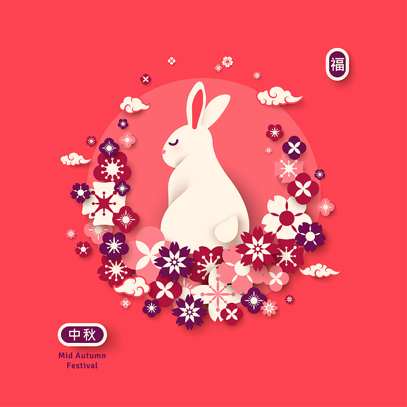 可爱的,兔子,樱之花,贺卡,小兔子,边框,云,樱花,无人,月亮