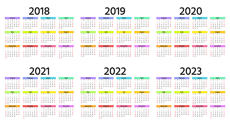 绘画插图,模板,矢量,日历,2020,2019,2018,办公室,新的,水平画幅