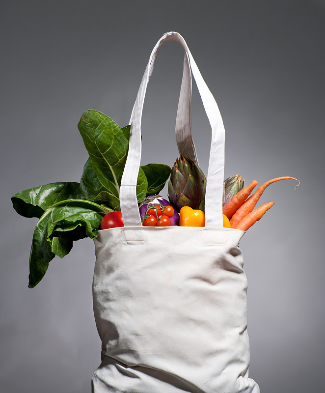 棉,购物袋,垂直画幅,胡萝卜,纺织品,食品杂货,无人,生食,西红柿,牛皮菜