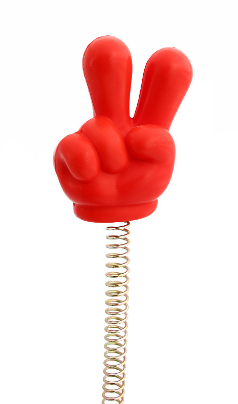 两根手指,红色,手,标志,橡胶,奇异小人玩具盒,一个物体,背景分离,玩具,手势语