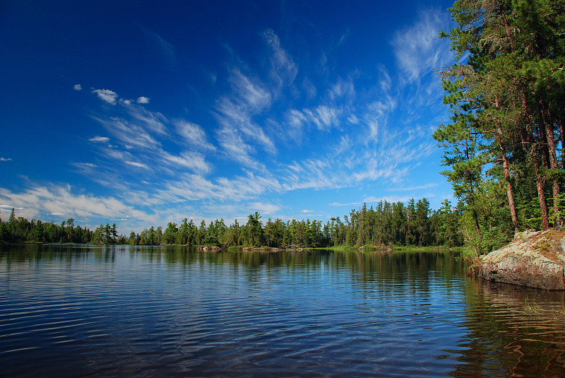 湖,天空,夏天,自然荒野区,魁提科省立公园,boundary,waters,canoe,area,明尼苏达,苏普里奥国家森林公园,卷云,水