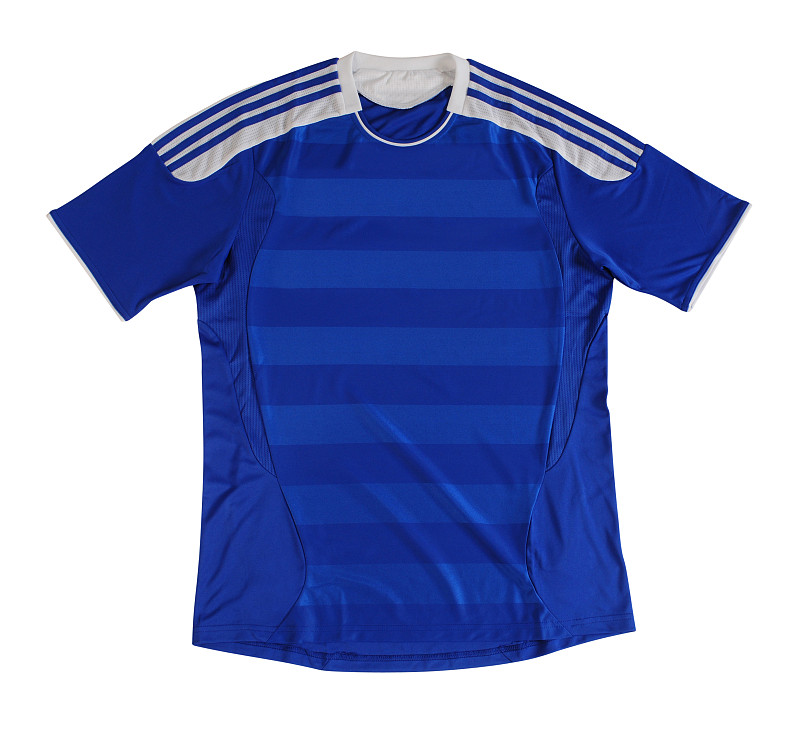 衬衫,背景分离,队服,水平画幅,剪贴路径,无人,蓝色,白色背景,一个物体,足球服