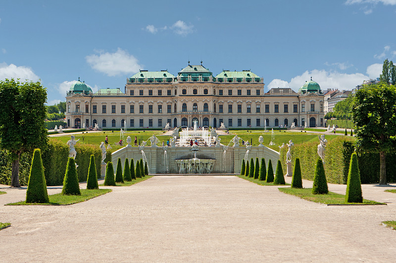 眺望台城堡,奥地利,风景,维也纳,旅游目的地,水平画幅,建筑,瀑布,无人,宫殿