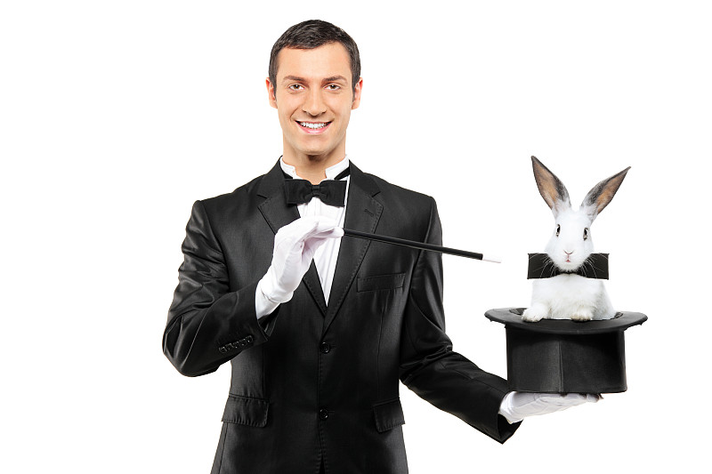 魔术师,大礼帽,兔子,拿着,it技术支持,艺术家,套装,男性,仅男人,仅成年人