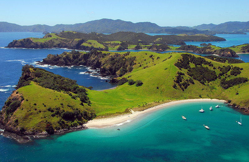 bay,of,islands,新西兰,海上航道,水,天空,水平画幅,高视角,山,沙子,海港