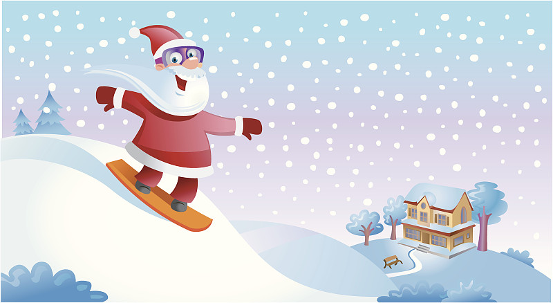 雪板,圣诞老人,运动,霜,雪,大风雪,背景,户外,节日,天空