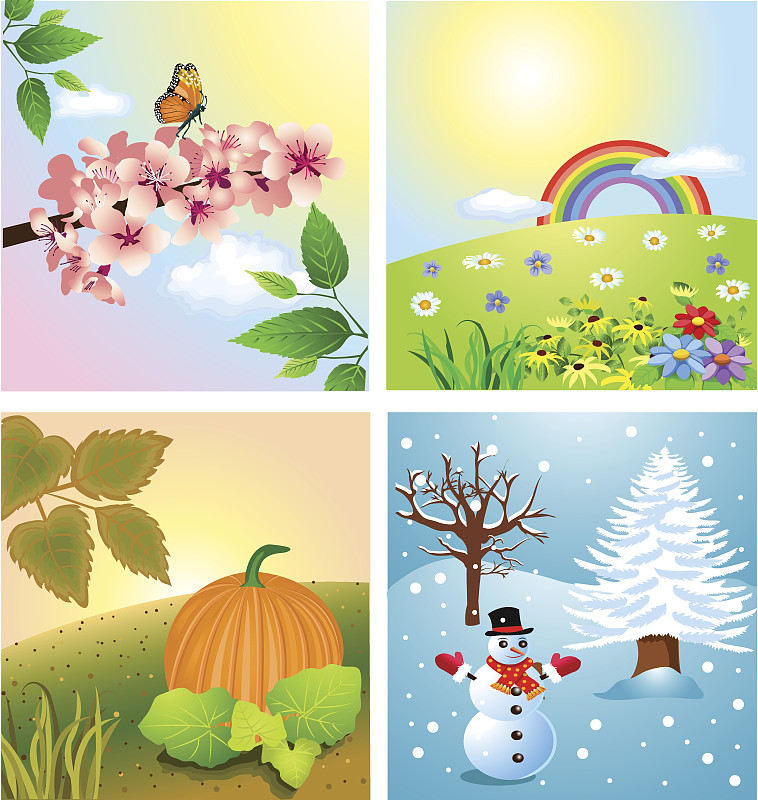 四季,天空,美,蝴蝶,雪,无人,绘画插图,南瓜,甘菊花