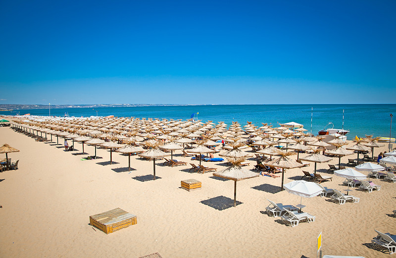 海滩,瓦尔纳,保加利亚,遮阳伞,风景,成一排,水,度假胜地,沙滩椅,休闲活动