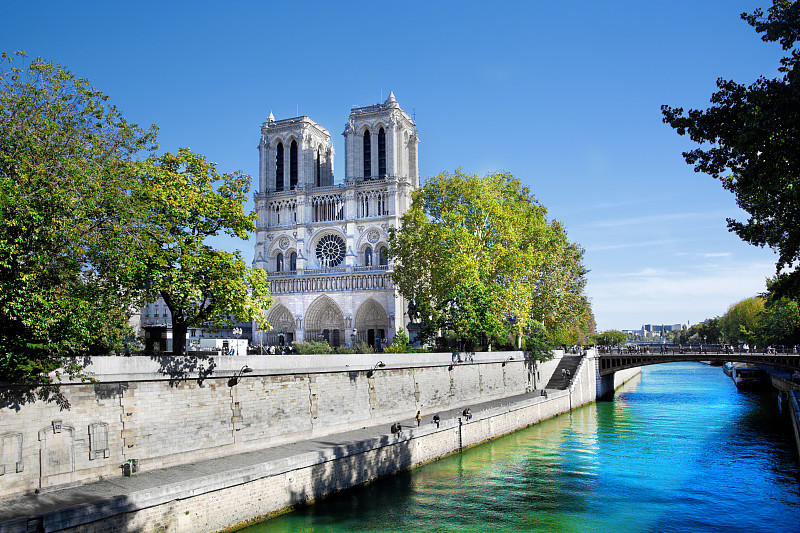 法国,巴黎,巴黎圣母院,旅游目的地,水平画幅,建筑,欧洲,旅行者,户外