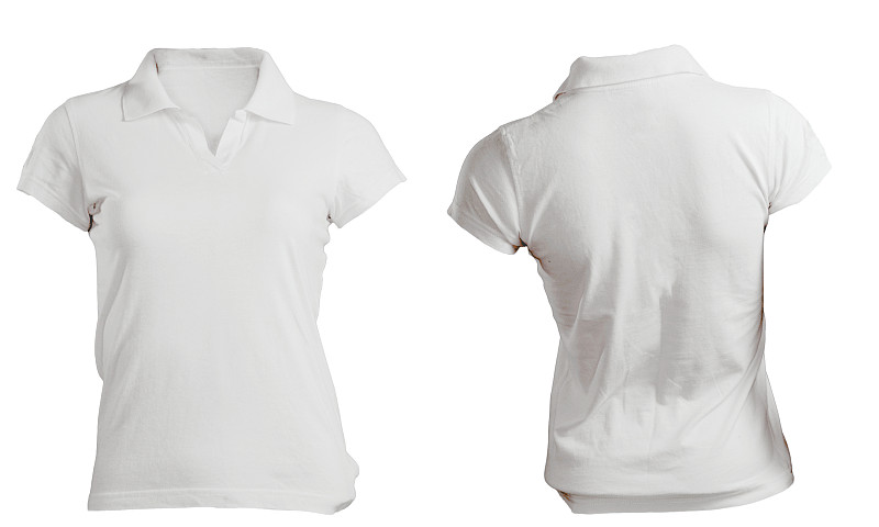 模板,polo衫,白色,女性,背景分离,纺织品,棉,背面视角,短的,简单