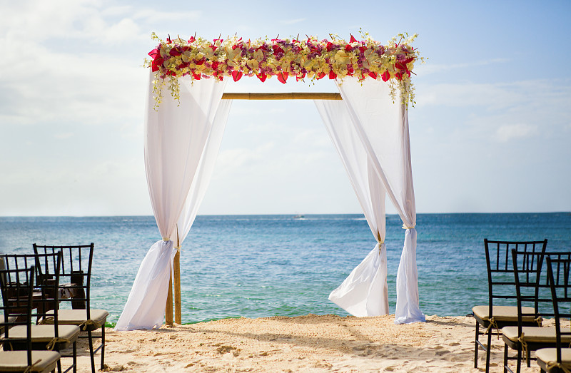 海滩,拱门,自然美,婚礼,美,座位,水平画幅,沙滩派对,大帐篷,无人