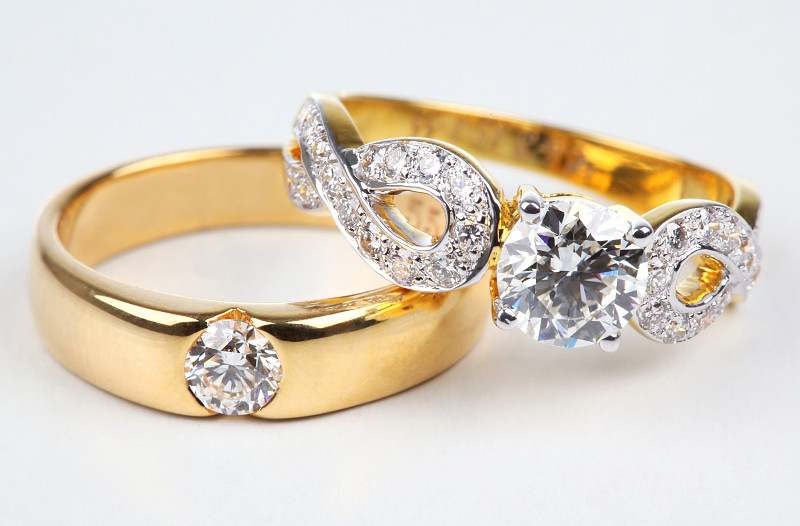 黄金,时尚,钻石,戒指,两个物体,钻石戒指,结婚戒指,个人随身用品,美,宝石