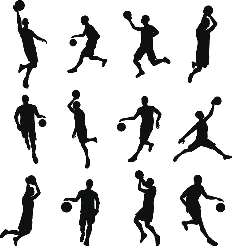 进行中,球,注视镜头,绘画插图,复杂,篮球,盘球,扣篮,击球,剪影