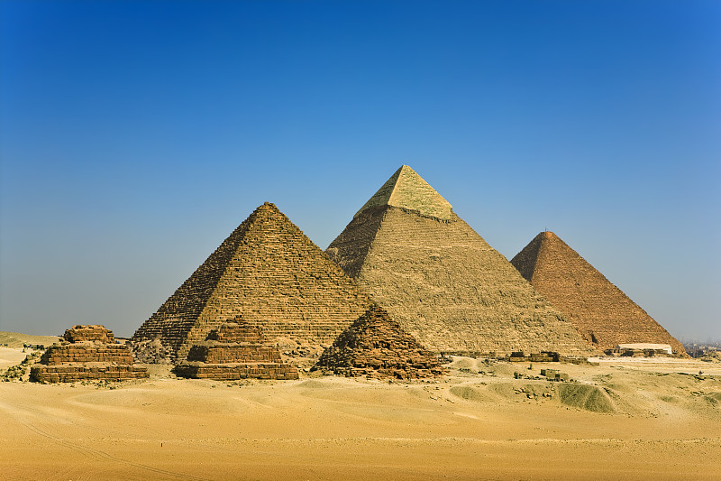 吉萨金字塔群,纪念碑,古代文明,水平画幅,无人,古老的,埃及,古典式,吉萨,户外