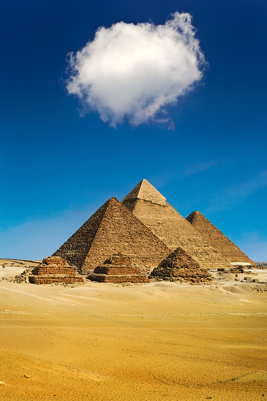 吉萨金字塔群,垂直画幅,纪念碑,古代文明,无人,古老的,埃及,古典式,吉萨,户外