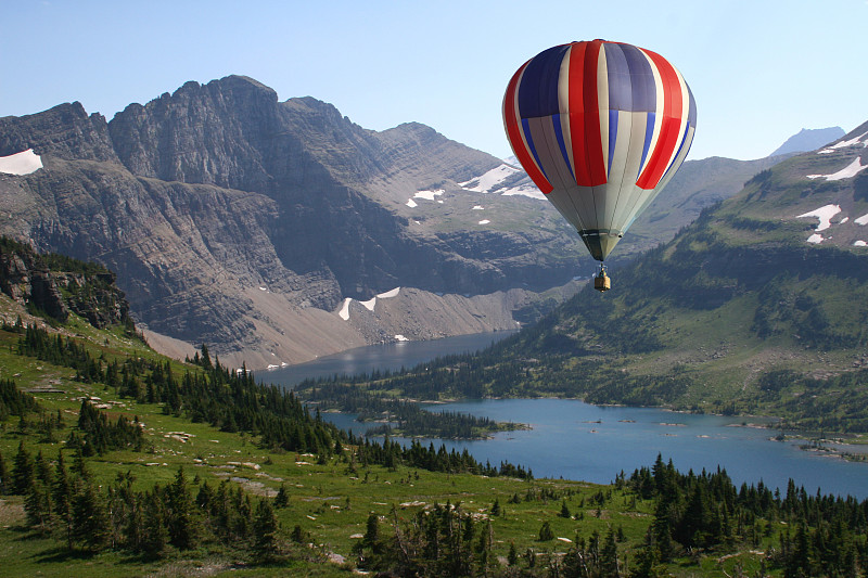 湖,热气球,山,往下看,自然,水平画幅,地形,半空中,自然地理,户外