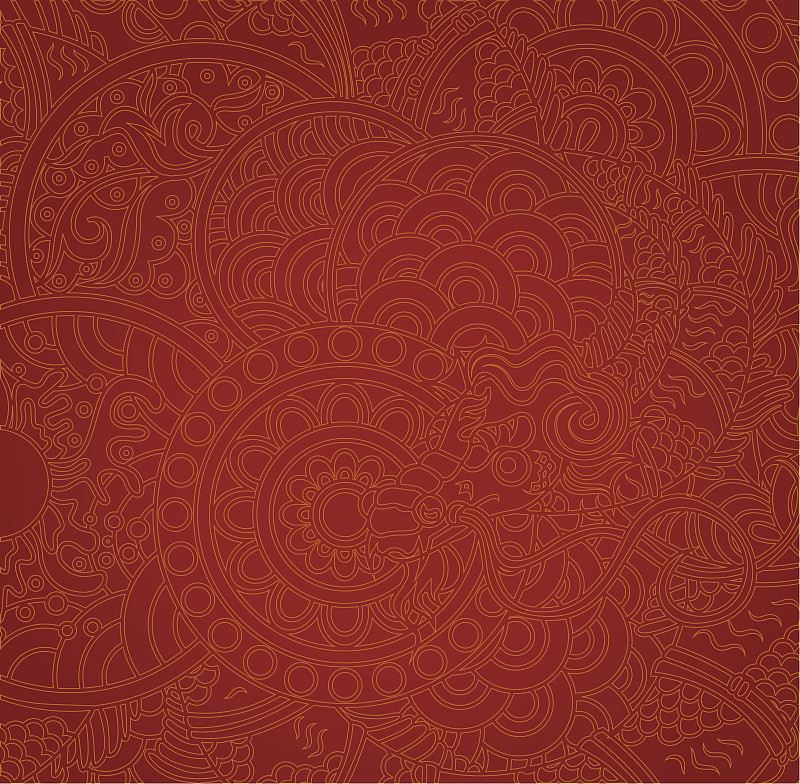 龙,背景,两个物体,中国龙,红色背景,动物的鳞,红色,式样,绘画插图,古典式