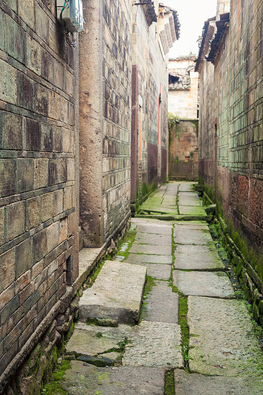 石材,巷,江西省,垂直画幅,无人,古老的,户外,被抛弃的,建筑业,消失点