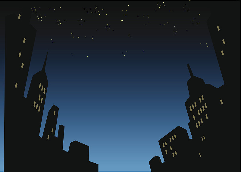 夜晚,城市天际线,背景,天空,无人,绘画插图,性格,时间,户外,卡通