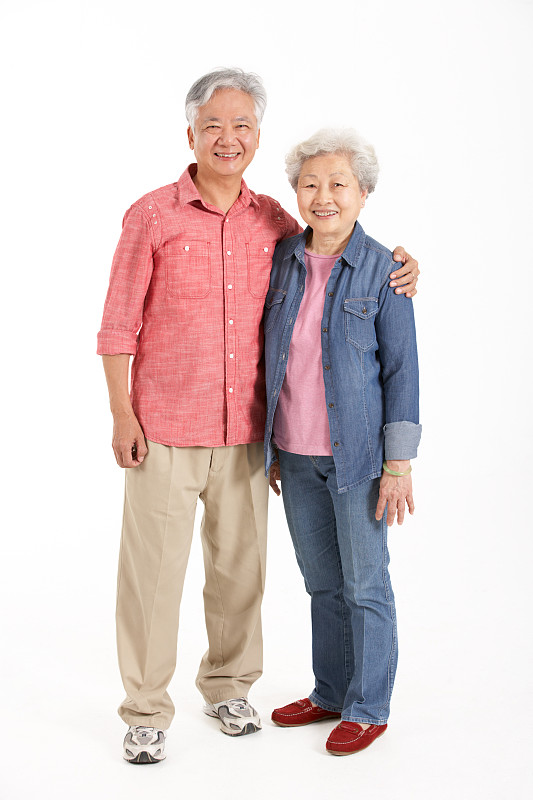 全身像,老年伴侣,中国,影棚拍摄,70到90岁,老年人,中国人,亚洲人,亚洲,伴侣