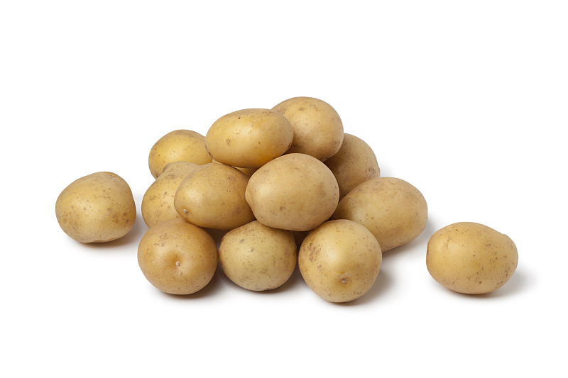 小的,新鲜土豆,马铃薯,生新土豆,饮食,水平画幅,无人,有机食品,生食,白色背景