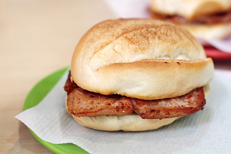 三明治,猪肉,餐具,选择对焦,水平画幅,无人,肉,面包,柔焦