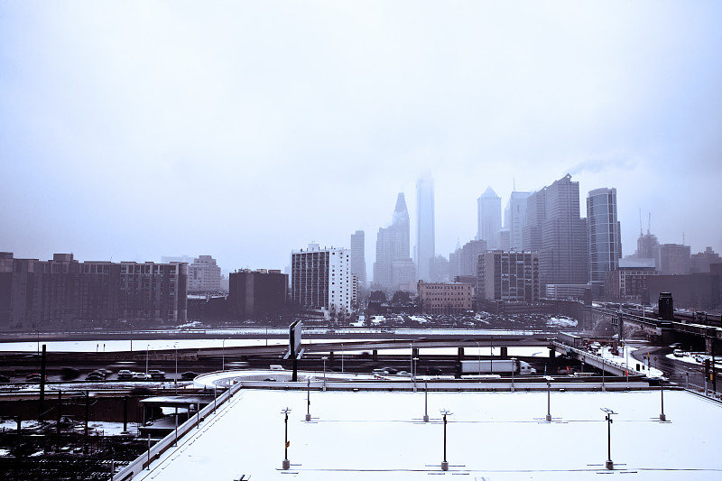 冬天,地形,中心城市,费城,中长距离,大风雪,暴风雨,水平画幅,雪,无人