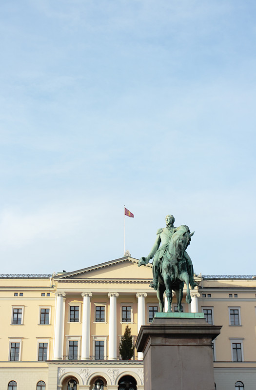 奥斯陆,宫殿,垂直画幅,留白,建筑,夏天,斯堪的纳维亚半岛,挪威,黄色,著名景点