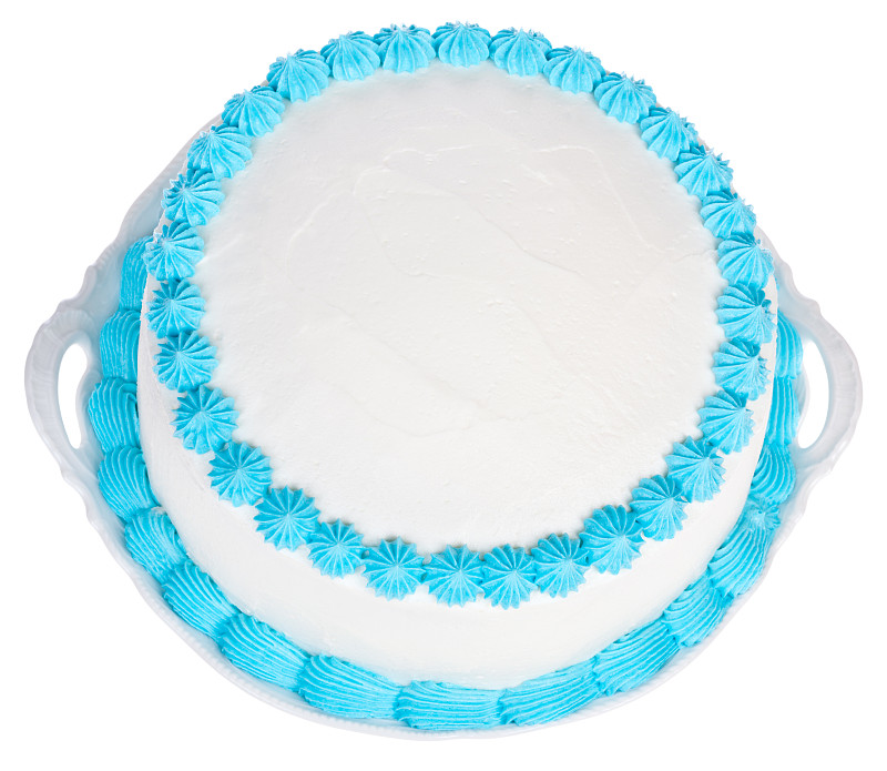蛋糕,浅蓝色,白色,生日蛋糕,空白的,留白,式样,水平画幅,高视角,无人