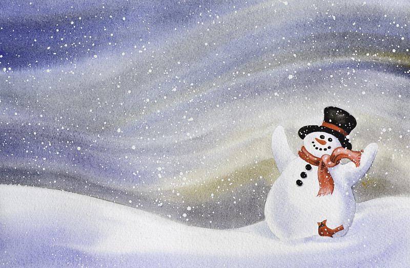 雪人,背景,快乐,北美红鸟,大礼帽,留白,风,四肢,胡萝卜