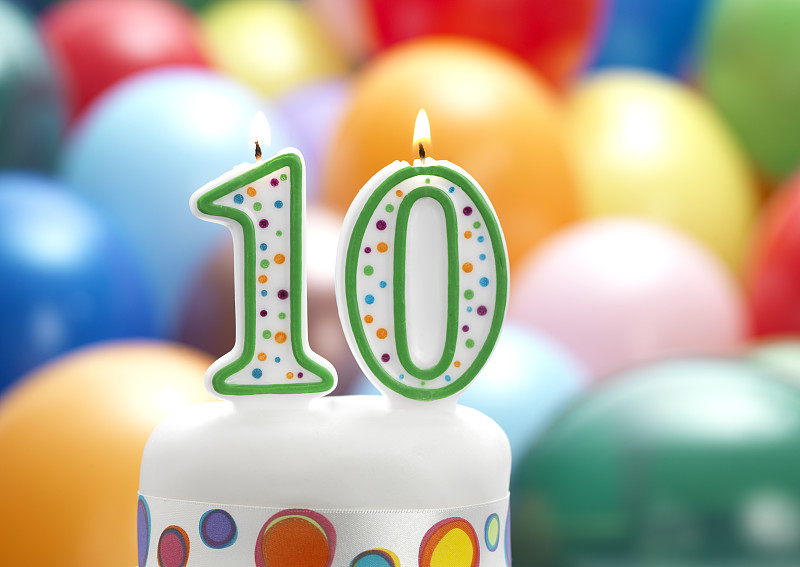 生日,数字10,生日蜡烛,水平画幅,生日蛋糕,无人,蛋糕,气球,蜡烛,庆祝