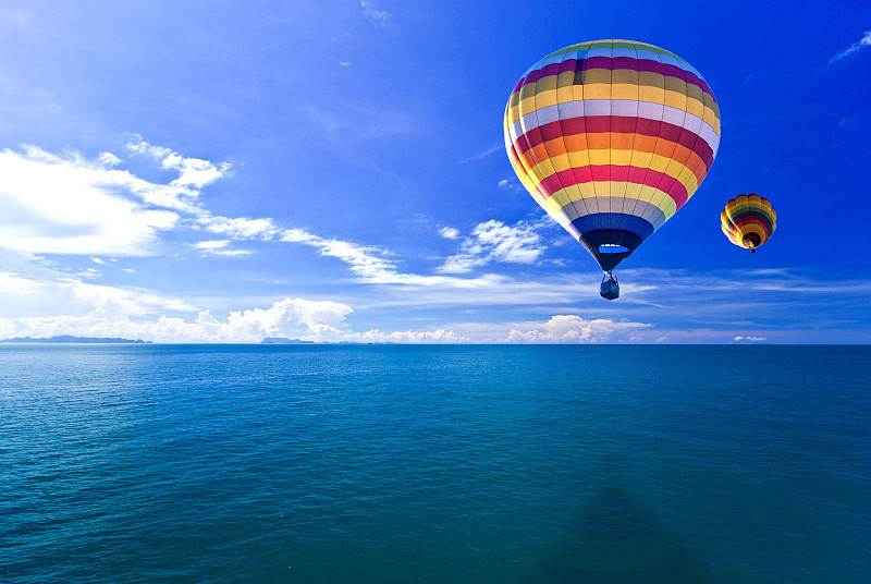 海洋,热气球,岛,泰国,苏梅岛,天空,风,休闲活动,水平画幅,夏天