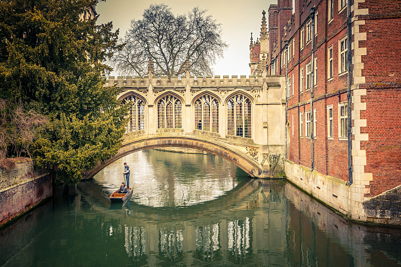 桥式,剑桥,用篙撑船,英国剑桥,剑桥大学,英国,水,公园,水平画幅,无人