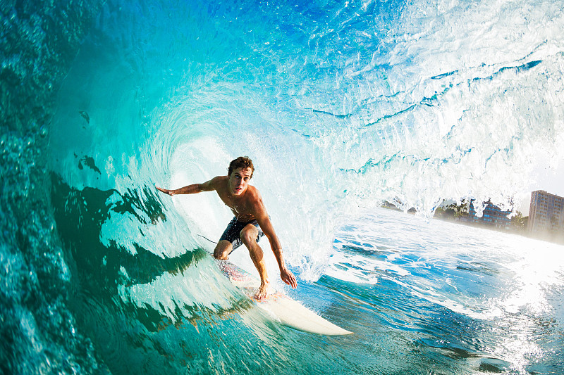 波浪,蓝色,特写,巨大的,滚筒状波浪,水上运动,极限运动,桶,海浪,夏威夷