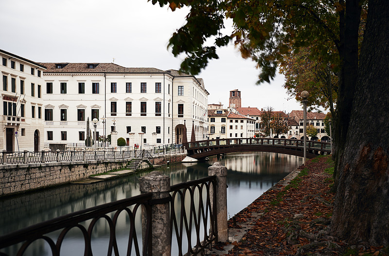 特雷维索,彩色图片,水,威尼托大区,水平画幅,秋天,无人,宫殿,运河,户外