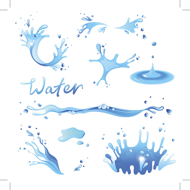 绘画插图,饮用水,形状,反差,水,湿,纯净,饮料,干净,溅