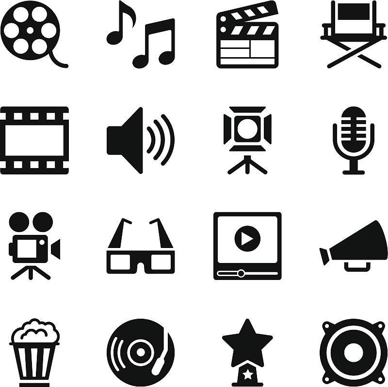电影工业,计算机图标,视频影像,电影胶片,扩音器,胶卷,家庭影院,舞台灯光,家用摄像机