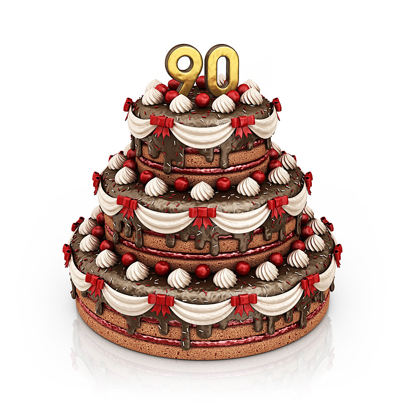 周年纪念,第九十岁生日,90号,黑森林蛋糕,巧克力慕司蛋糕,德国大蛋糕,巧克力蛋糕,德国食物,正面视角,樱桃