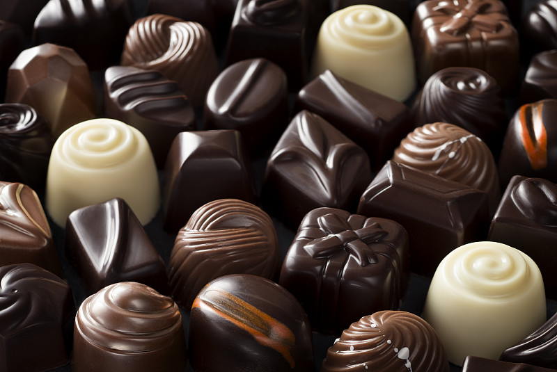 巧克力,华丽的,多样,白巧克力,盒子,牛奶巧克力,雪花巧克力,黑巧克力,选择对焦,褐色